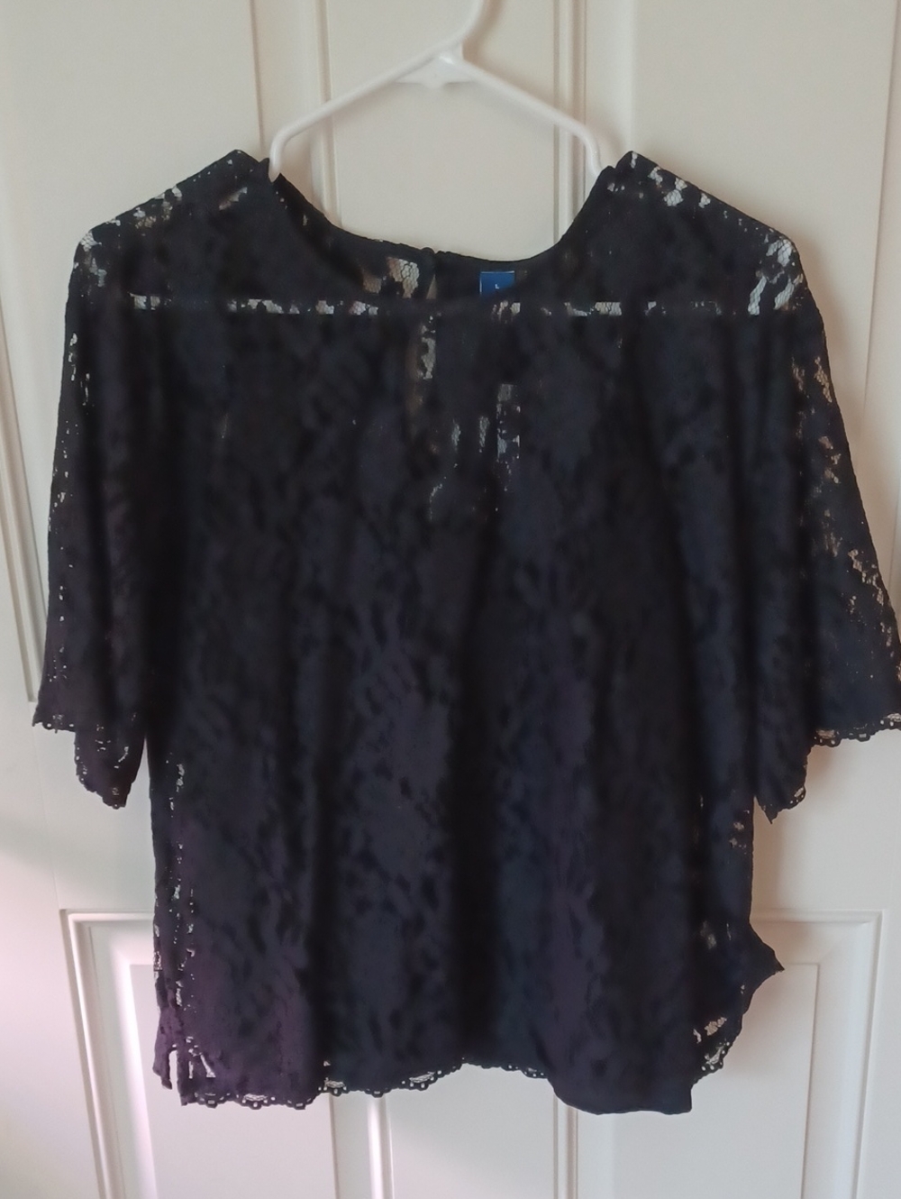 Black Lace Women's Top - Elegant Short Sleeve Blouse